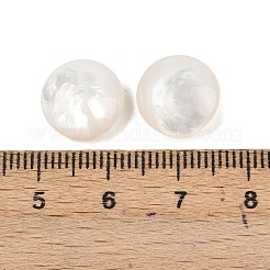 ナチュラルホワイトシェルビーズ  穴なし/ドリルなし  フラットラウンド  貝殻色  12x5mm&nbsp;SSHEL-B006-03