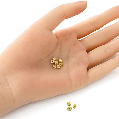真鍮製ラインストーンスペーサービーズ  グレードA  ストレートフランジ  ロンデル  クリスタル  ゴールドカラー  4x2mm  穴：0.8mm&nbsp;RB-YW0001-04A-01G