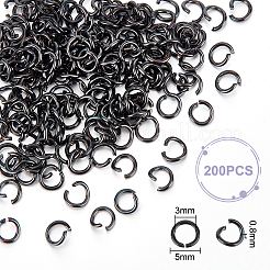 304ステンレススチールオープン丸カン200個  電気泳動黒  20ゲージ  5x0.8mm  内径：3mm&nbsp;STAS-UN0048-94