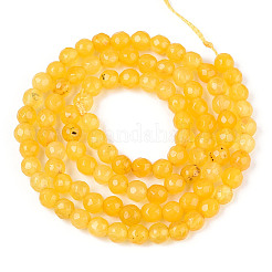 染め加工天然石ホワイトジェイドビーズ連売り  ラウンド  多面カット  ゴールド  4~4.5mm  穴：1mm  約86~96個/連  14.69~14.96''（37.3~38センチメートル）&nbsp;G-T139-4mm-60-05