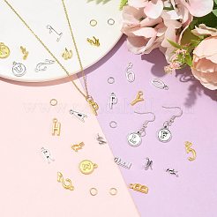 合金のチベット風チャーム  文字と数字  アンティークシルバー＆ゴールデン  10~19.5x5.5~12.5x0.8~3.5mm  穴：1.6~2mm&nbsp;FIND-FS0005-07