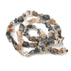 天然アフリカ産ブラックオパールの原石ビーズ  ナゲット  7~12x4~10x3~8mm  穴：1mm  約46~52個/連  15.35~15.94''（39~40.5センチメートル）&nbsp;G-M453-C05