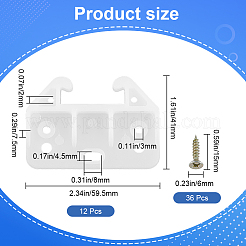 プラスチック製引き出しスライドガイド交換部品キット12セット  ネジ付き  ホワイト  41x59.5x7.5mm&nbsp;FIND-GF0007-20