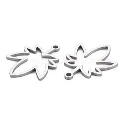 変色しない304ステンレススチールペンダント  レーザー切断  葉  ステンレス鋼色  23x17x1mm  穴：1.6mm&nbsp;LS-STAS-N095-062