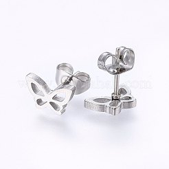 変色しにくい304ステンレススチール製ジュエリーセット  スタッドピアスとペンダントネックレス  蝶  ステンレス鋼色  ネックレス：18.9インチ（48cm）  スタッドピアス：6x9x1.2mm  ピン：0.8mm&nbsp;SJEW-O090-14P