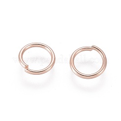 304ステンレススチールオープン丸カン  ラウンド  ローズゴールド  18ゲージ  8x1mm  内径：6mm&nbsp;STAS-O098-02RG-05