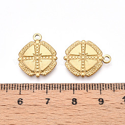 304ステンレスペンダント  イオンプレーティング（ip）  菱形チャーム  18KGP本金メッキ  18x15x2mm  穴：1.6mm&nbsp;STAS-N109-02G