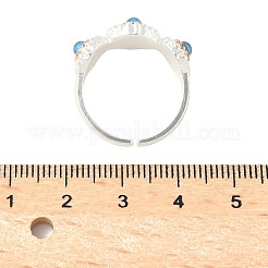 女性用合金樹脂調節可能カフリング  花  銀  内径: 調節可能&nbsp;RJEW-U055-01S