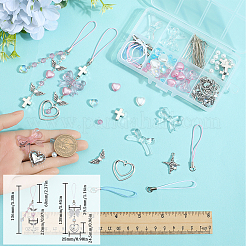 アクリル＆合金の携帯ストラップDIYキット  ミックスカラー  10x11x5.5mm  穴：1.8mm  5pc&nbsp;DIY-SC0026-28