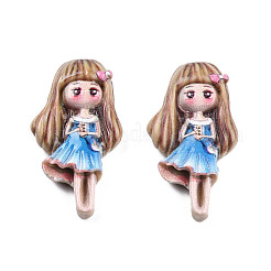 オペーク樹脂カボション  女の子  ライトスカイブルー  24.5x13.5x4.5mm&nbsp;CRES-N018-048
