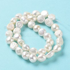 天然養殖淡水パールビーズ連売り  両面研磨  グレード4 A  貝殻色  8~11x10~11x7~9mm  穴：0.7mm  約38個/連  14.96''（38~39センチメートル）&nbsp;PEAR-Z002-11