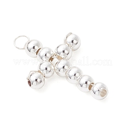 真鍮ビーズペンダント  銅のアクセサリーワイヤーを使って  クロスチャーム  銀  27x16x4mm  穴：2.5mm&nbsp;PALLOY-JF04054-03
