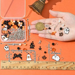 ハロウィンテーマのDIY合金エナメル＆アクリルダングルイヤリング作成キット  ミックスカラー  6~17x13~23x0.7~3mm  穴：2mm&nbsp;DIY-YW0009-97