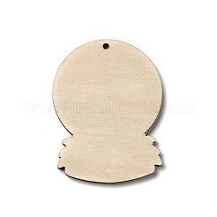 片面プリントウッドビッグペンダント  クリスマスクリスタルボールチャーム  54.5x41x2.6mm  穴：2mm&nbsp;WOOD-H102-02D
