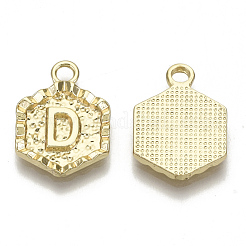 合金ペンダント  カドミウムフリー＆ニッケルフリー＆鉛フリー  文字と六角形  18KGP本金メッキ  文字.d  17.5x13x2mm  穴：2mm&nbsp;PALLOY-N157-003D-NR