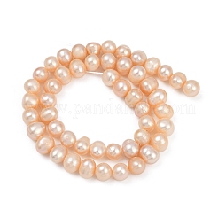 天然養殖淡水パールビーズ連売り  ポテト  グレード2a++  ピンク  7~8mm  穴：0.7mm  約54~55個/連  14.09~14.37インチ（35.8~36.5cm）&nbsp;PEAR-I007-07X-06B