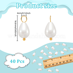 ナチュラルシェルペンダント40個  真鍮パーツ  ティアドロップ  ホワイト  16.6mm  穴：3mm&nbsp;PALLOY-NB00015