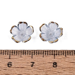 プラスチックビーズキャップ  5  - 花びらの花  ツートン  ゴールドライン入り  ライトスチールブルー  10~11x10~11x4mm  穴：1.6mm  約2000個/袋&nbsp;KY-Q005-04A-13