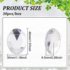 粘着式アクリルラインストーンステッカー30枚。  DIYの装飾や工芸品  多面カット  オーバル  透明  40x30x6.5mm&nbsp;FIND-FG0001-94B