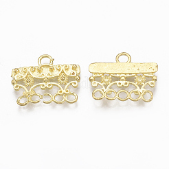 真鍮製シャンデリアコネクターパーツ  ニッケルフリー  長方形  生（メッキなし）  16x19x2mm  穴：2mm&nbsp;LS-KK-T040-116-NF