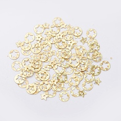 オーナメントアクセサリープラスチック製スパンコール/スパンコールビーズ  スターとフラットラウンド  ゴールド  6x0.1mm&nbsp;X-PVC-E001-02-LS01