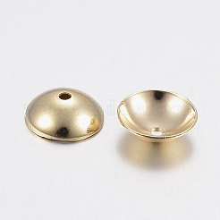 304ステンレススチールビーズキャップ  花弁のない  ゴールドカラー  6x2mm  穴：0.8mm&nbsp;STAS-G179-64G