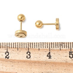 女性用304ステンレススチールスタッドピアス  ゴールドカラー  笑顔  0.6mm&nbsp;EJEW-E603-04A-G