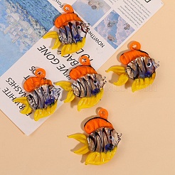 手作りランプワークペンダント  魚のチャーム  きいろ  43x43mm&nbsp;PW-WG21647-01