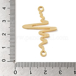 真鍮製コネクタチャーム  心電図リンク  18KGP本金メッキ  24x38x1mm  穴：2mm&nbsp;KK-O100-12G