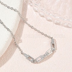 真鍮マイクロパヴェクリアキュービックジルコニア長方形リンクブレスレット  長持ちメッキ  ラックめっき  鉛フリー＆カドミウムフリー  プラチナ  6.89インチ（17.5cm）&nbsp;KK-CBA6980-15P
