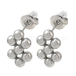 304ステンレススチール製ラウンドボールスタッドピアス  六角  ステンレス鋼色  15x10mm&nbsp;SA-CBA5A9C-02P