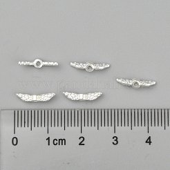 チベット風合金ビーズ  カドミウムフリー＆ニッケルフリー＆鉛フリー  天使の翼  銀  12x3x3mm  穴：1.5mm  約7100個/1000g&nbsp;K0PAC021-01S