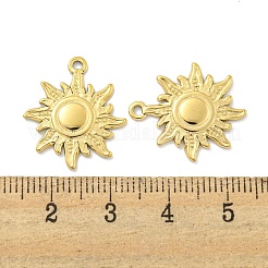 PVD真空メッキ304ステンレスペンダント  太陽のチャーム  18KGP本金メッキ  20.5x18x2mm  穴：1.4mm&nbsp;STAS-L278-88G