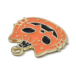 合金エナメルチャーム  ハロウィン用  猫のカボチャの形  オレンジ  20.5x20x1.2mm  穴：1.8mm&nbsp;X-ENAM-Z001-15G-03