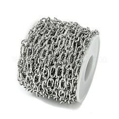 変色しにくい304ステンレススチールチェーン  溶接されていない  スプールで  ステンレス鋼色  12x6.5x1.5mm&nbsp;CHS-Q005-04P