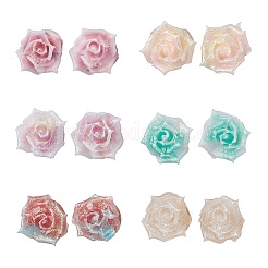 プラスチックスタッドピアス  花  304ステンレススチールスタッドピアス金具付き  ミックスカラー  9x11.5mm&nbsp;EJEW-JE06899