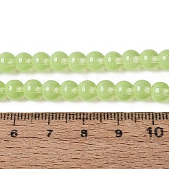 アクリル模造キャットアイビーズ連売り  ラウンド  緑黄  5.5~6mm  穴：0.9~1mm  約146~149個/連  30.31~31.5インチ（77~80cm）&nbsp;OACR-Q197-01A-09