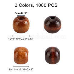 ウッドビーズ  ロンデル  ミックスカラー  10~11x8~11mm  穴：3mm  2色  500個/カラー  1000pc&nbsp;WOOD-GA0001-18