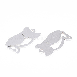 変色しない201ステンレススチール製刻印入りブランクタグペンダント  フクロウ  ステンレス鋼色  21.5x12.5x1mm  穴：2mm&nbsp;LS-STAS-T008-018-1