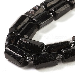 天然石ブラックトルマリンビーズ連売り  シードビーズで  多面カット  コラム  5.5~7.5mm  穴：0.7mm  約26~33個/連  15.67''~16.46''（39.8~41.8センチメートル）&nbsp;G-M403-B16
