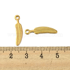 イオンプレーティング（IP）304ステンレスペンダント  フェザーチャーム  18KGP本金メッキ  22x5x1mm  穴：1.8mm&nbsp;STAS-P341-32G