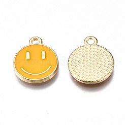 合金エナメルチャーム  カドミウムフリー＆鉛フリー  笑顔  ライトゴールド  ゴールド  14.5x12x1.5mm  穴：1.5mm&nbsp;ENAM-S121-165C-RS