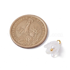 アクリルフラワーチャーム  真鍮のループを有します  ゴールドカラー  11x11x10mm  穴：2mm&nbsp;PALLOY-JF02544