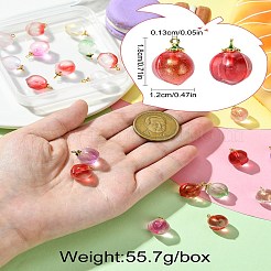 ガラスのペンダント  ゴールデン真鍮パーツ  桃のチャーム  ミックスカラー  18mm  20個/セット&nbsp;GLAA-CJ0002-55