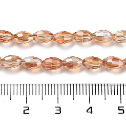 電気メッキガラスビーズセット  フル虹メッキ  多面カット  オーバル  ダークオレンジ  6x4mm  穴：1mm  約65~68個/連  13.7~14.3インチ&nbsp;EGLA-J013-4X6mm-F24