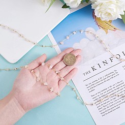 天然ローズクオーツチップビーズチェーン  ゴールデン真鍮パーツ  長持ちメッキ  ハンダ付け  スプールで  4~14x4~11x2~7mm  約3.28フィート（1m）/箱&nbsp;CHC-SZ0001-62L
