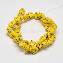 染色された天然マグネサイトビーズ連売り  ナゲット  きいろ  19~45x22~55mm  穴：1mm  約44~100個/1000g&nbsp;G-M139-05-C