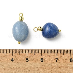 天然ブルーアベンチュリン（染色・加熱）ペンダント  ナゲットチャーム  真鍮のループを有します  ゴールドカラー  17.5~21.5x10~11.5x7~9mm  穴：2mm&nbsp;PALLOY-JF05381