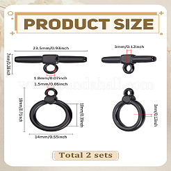 304ステンレススチールトグル留め具  リング  ブラック  リング：18x14x3mm  穴：1.5mm  バー：23.5x7x3  穴：1.8mm&nbsp;STAS-LP0004-77EB