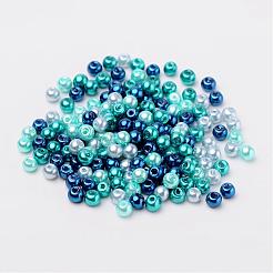 どこカリブブルーミックスパールカラーのガラスパールビーズ  ミックスカラー  4mm  穴：1mm  約400個/袋&nbsp;HY-X006-4mm-03